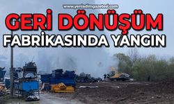 Geri dönüşüm fabrikası alev alev yanıyor