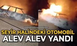 Seyir halindeki otomobil alev alev yandı