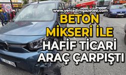 Beton mikseri ile hafif ticari araç çarpıştı