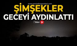 Şimşekler geceyi aydınlattı: O anlar kamerada