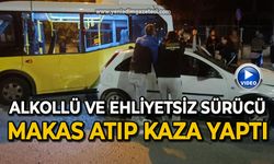 Alkollü ve ehliyetsiz sürücünün makas atıp kaza yaptığı anlar kamerada