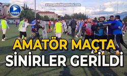 Amatör maçta sinirler gerildi