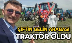 Gelin direksiyon başına geçti traktör, çiftçi çiftin gelin arabası oldu