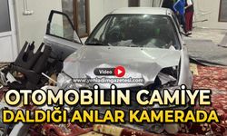 Otomobilin camiye daldığı anlar kamerada