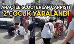 Hafif ticari araç ile scooterlar çarpıştı: 2 çocuk yaralandı