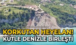 Korkutan heyelan: Yoldan kopan kütle, denizle birleşti