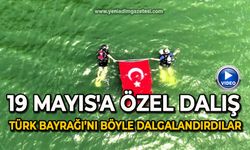 19 Mayıs’a özel dalış: Gölette Türk Bayrağı’nı böyle dalgalandırdılar