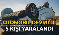 Otomobil devrildi 5 kişi yaralandı