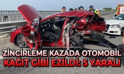 Zincirleme kazada otomobil kağıt gibi ezildi: 5 yaralı