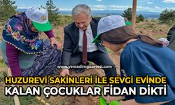 Huzurevi sakinleri ile sevgi evinde kalan çocuklar fidan dikti