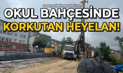 Okul bahçesinde korkutan heyelan