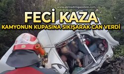 Feci kaza: Kağıt gibi ezilen kamyonun kupasında sıkışarak hayatını kaybetti