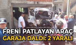Freni patlayan araç garaja daldı: 2 yaralı