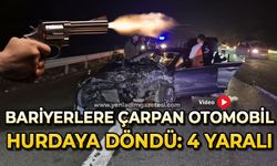 Bariyerlere çarpan otomobil hurdaya döndü: 4 yaralı