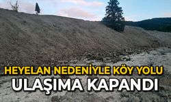 Heyelan nedeniyle köy yolu ulaşıma kapandı