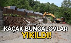 Kaçak bungalovlar yıkıldı