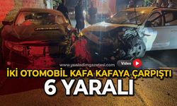 Otomobiller kafa kafaya çarpıştı: 6 yaralı