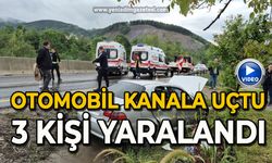 Otomobil kanala uçtu; 3 yaralı