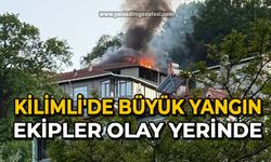Kilimli'de büyük yangın ekipler olay yerinde