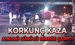 Korkunç kaza: Alkollü sürücü direğe çarptı