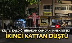 İş yerinde unutulup kapı üstüne kilitlenince çareyi camda aradı, düşerek ağır yaralandı