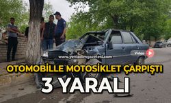 Otomobille motosiklet çarpıştı 3 yaralı