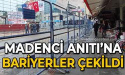 Madenci Anıtı'na bariyerler çekildi