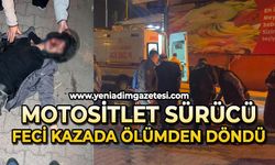 Motosiklet sürücüsü feci kaza ölümden döndü