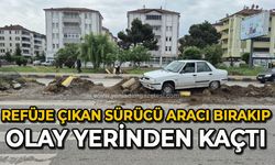 Refüje çıkan sürücü aracı bırakıp olay yerinden kaçtı