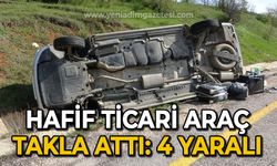 Hafif ticari araç takla attı: 4 yaralı
