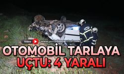 Otomobil tarlaya uçtu: 4 yaralı
