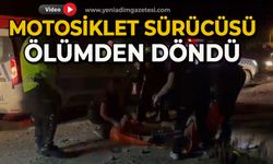 Motosiklet sürücüsü ölümden döndü