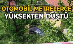 Otomobil metrelerce yüksekten uçtu