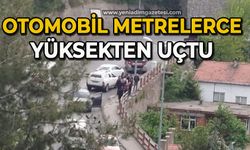 Otomobil metrelerce yüksekten uçtu