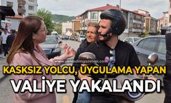 Kasksız yolcu, uygulama yapan valiye yakalandı