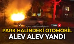 Park halindeki otomobil alev alev yandı