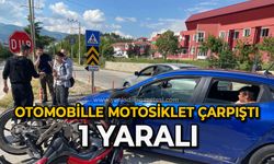 Otomobille motosiklet çarpıştı 1 yaralı