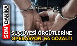 Suç üyesi örgütlerine operasyon: 64 gözaltı