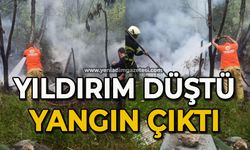 Yıldırım düştü yangın çıktı