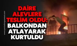 Daire alevlere teslim oldu: Balkondan atlayarak kurtuldu