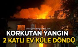 Korkutan yangın: 2 katlı ev küle döndü