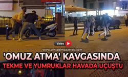 Omuz atma kavgasında yumruk ve tekmeler havada uçuştu