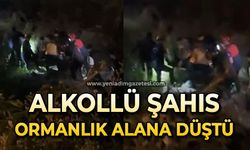 Alkollü şahıs ormanlık alana düştü