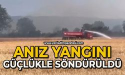 Anız yangını güçlükle söndürüldü