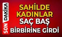Sahilde kadınlar saç baş birbirine girdi!