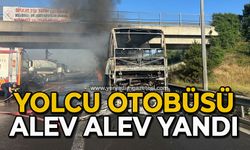 Yolcu otobüsü alev alev yandı