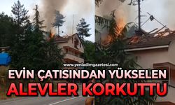 Evin çatısından yükselen alevler korkuttu