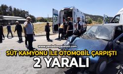 Süt kamyonu ile otomobil çarpıştı: 2 yaralı