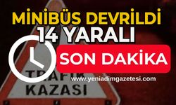 Minibüs devrildi: 14 yaralı