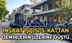 İnşaat işçisi 3. kattan demirlerin üzerine düştü